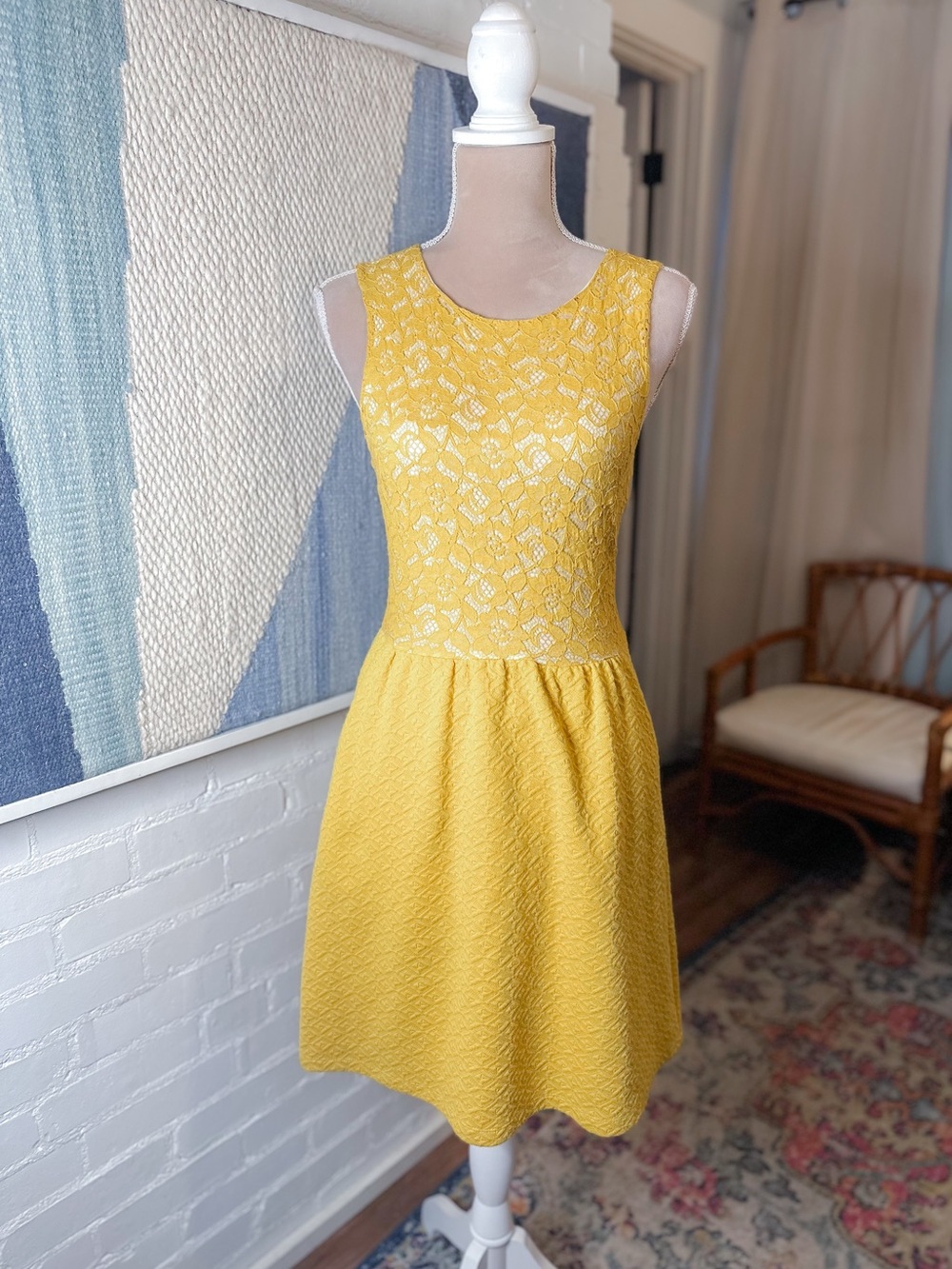 Maeve Yellow Dress with Lacey Tank & Textured Skirt